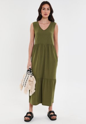 BYERS TIERED - Jerseykleid - olive