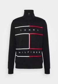 LARGE FLAG ZIP MOCK - Camisola - black