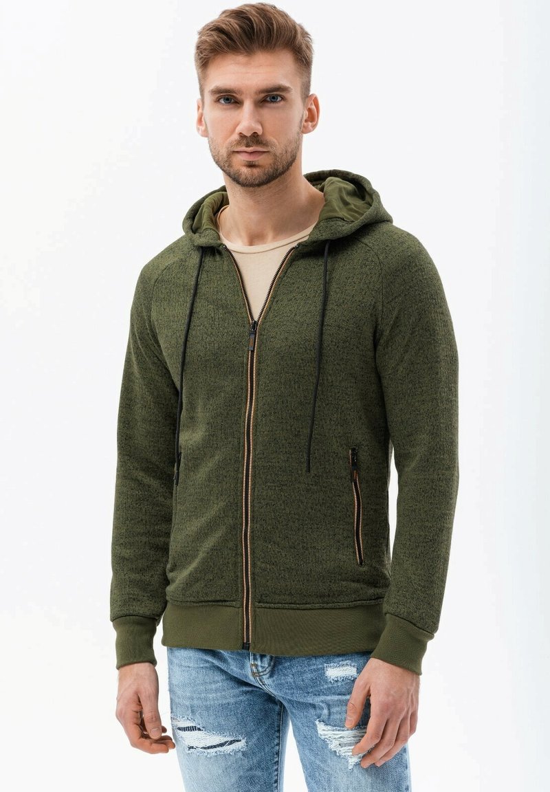 Ombre Mikina na zip - olive green