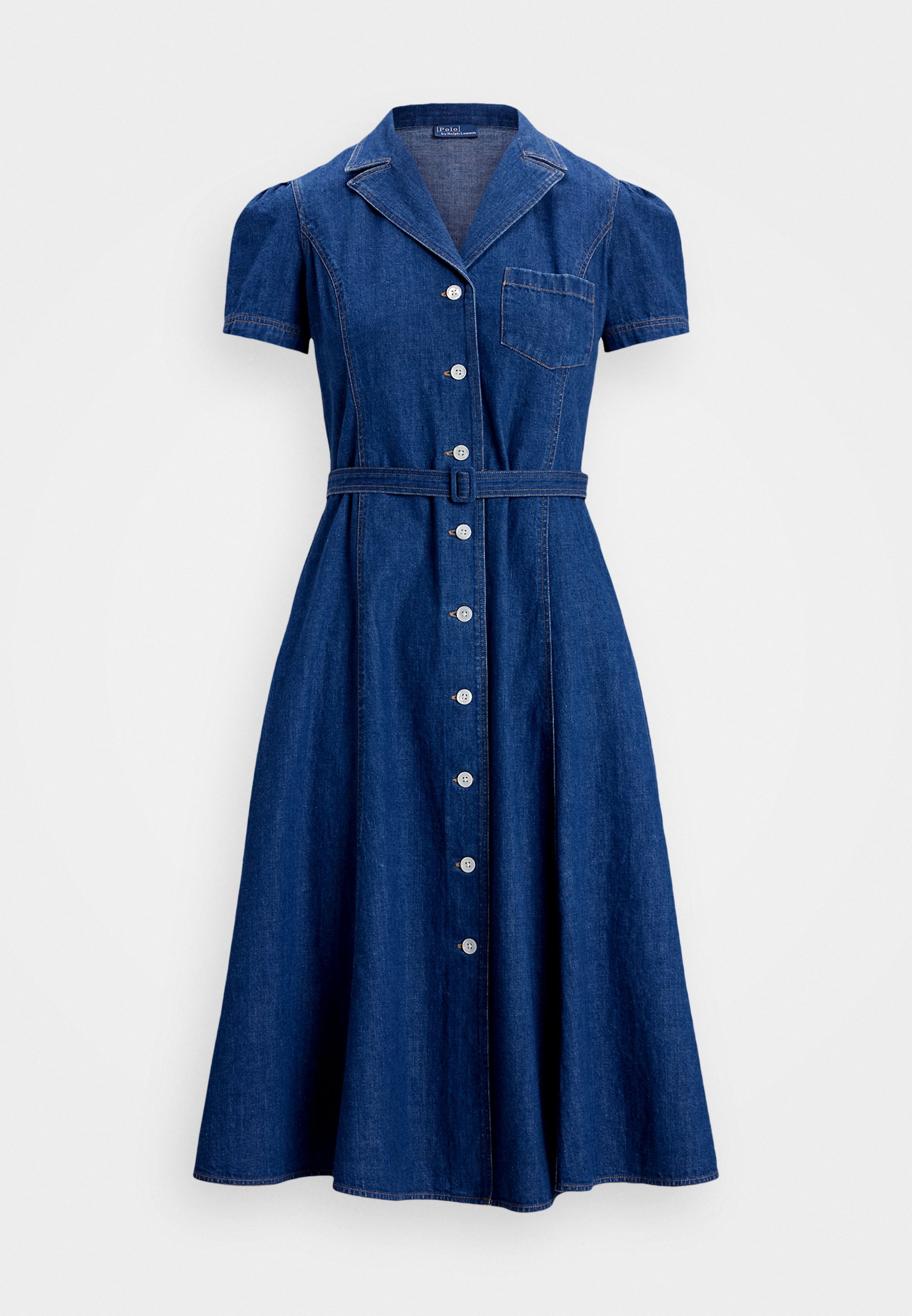 Polo Ralph Lauren BUTTONED DENIM MIDI DRESS - Denim dress - indigo/blue -  Zalando.co.uk