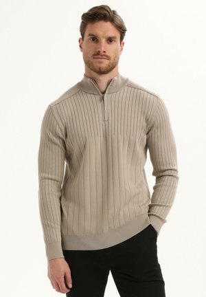 HALFZIP STAND COLLAR - Strickpullover - taupe