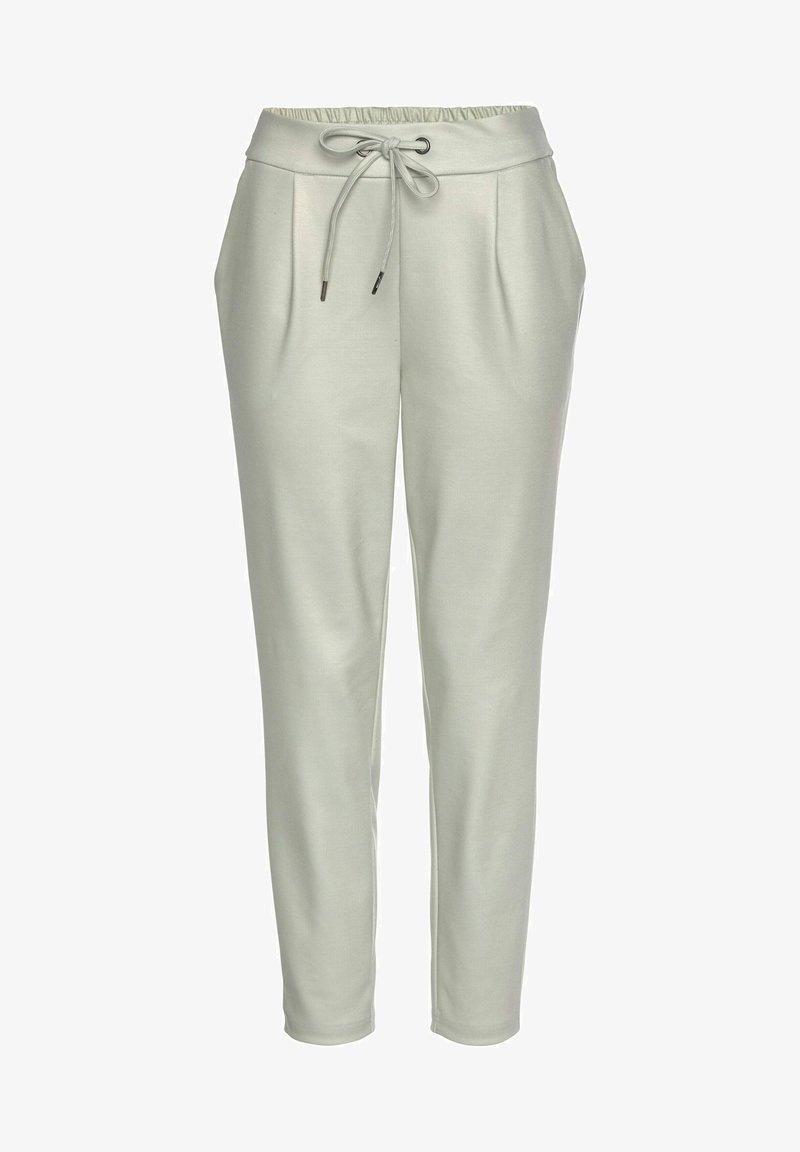 Lichtgrijze sweatpants met een elastische tailleband, trekkoordsluiting, zijzakken en een taps toelopend ontwerp. Soepele, zachte stoftextuur.