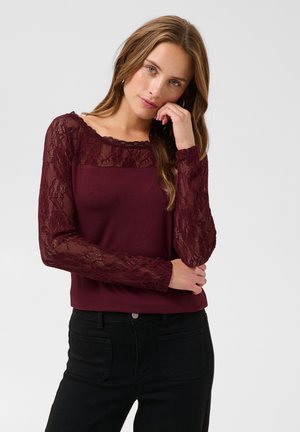 Kaffe, LACY BOAT T-SHIRT - T-shirt à manches longues - windsor wine