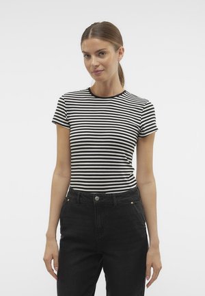 VMINES FIONA O-NECK TOP  - Basic T-shirt - black/snow white