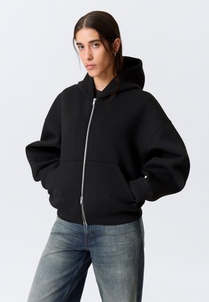 OVERSIZED SCUBA ZIP HOODIE - Sweatjakke - black