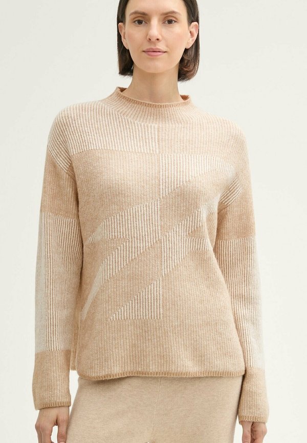 GEMUSTERTER  - Strickpullover - beige plaited structure knit