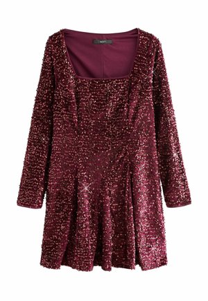 REGULAR FIT - SQUARE NECK FLIPPY MINI SEQUIN - Kokteilikleit/peokleit - burgundy red
