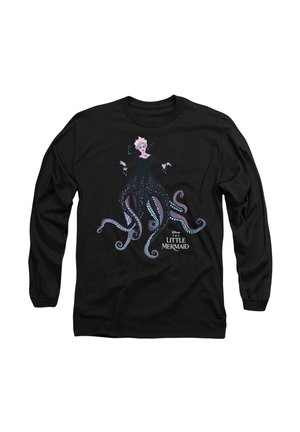 Schwarzes Langarmshirt mit einer Illustration von Ursula aus Arielle, die Meerjungfrau, die ihren Oberkörper und lila Oktopus-Tentakel zeigt.