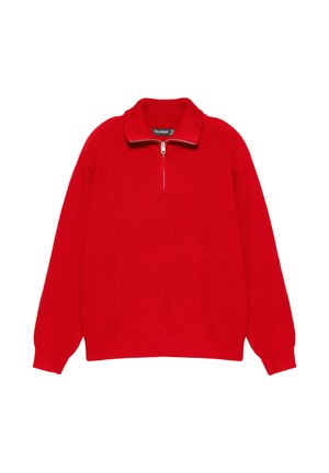 PULL&BEAR, HALF-ZIP JUMPER - Pullover - red