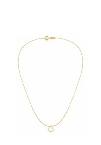 Naszyjnik z łańcuszkiem w kolorze złota z zawieszką w kształcie serca, ozdobioną małym osadzonym kamieniem szlachetnym. Prosty, delikatny design odpowiedni do codziennego noszenia.