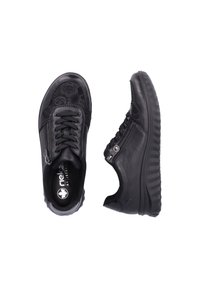 Chaussures en cuir noir avec un motif floral gaufré, bout rond, lacets sur le devant, fermeture éclair sur le côté, semelle en caoutchouc épaisse et semelle intérieure rembourrée.