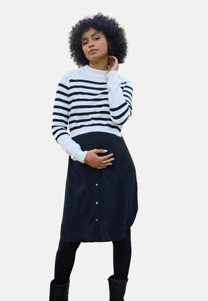 REGULAR FIT - MATERNITY & NURSING - sukňa v tvare A - white/black stripe