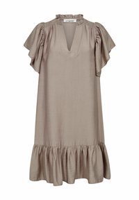 HERACC CROP SS FRILL DRESS - Dienas kleita - walnut
