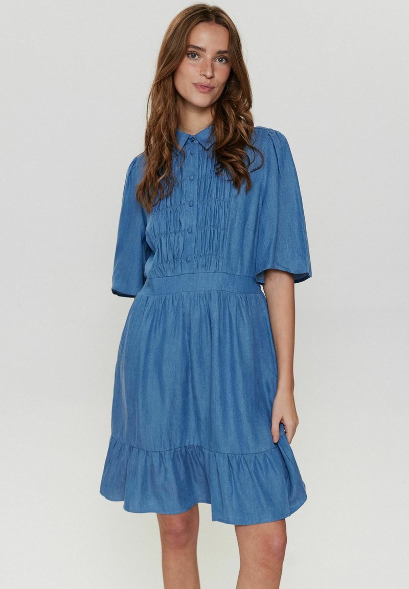 Say Blk Denim Dress Light Blue Denim