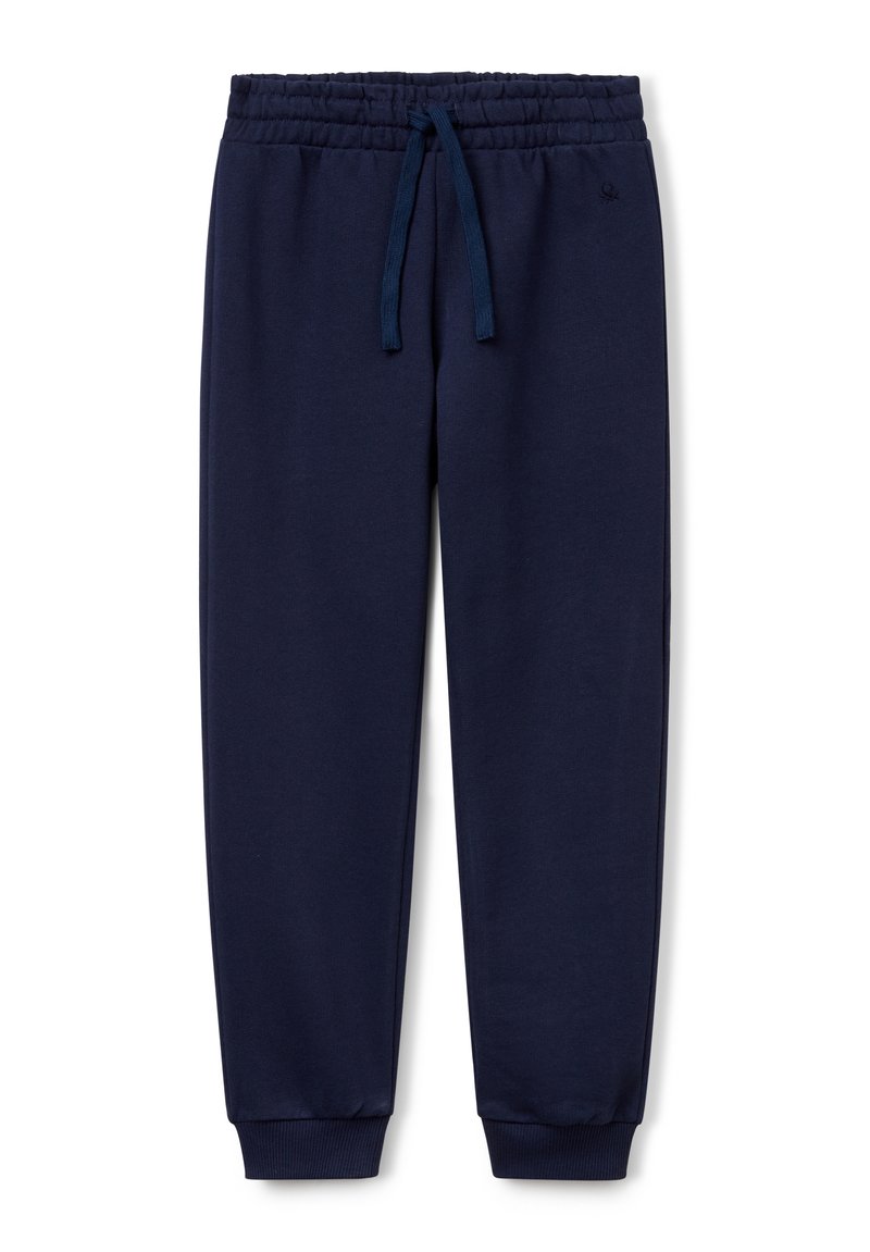 Marineblaue Jogginghosen mit elastischem Bund, verstellbarem Kordelzug, gerippten Bündchen und dezentem gesticktem Logo am oberen linken Oberschenkel.