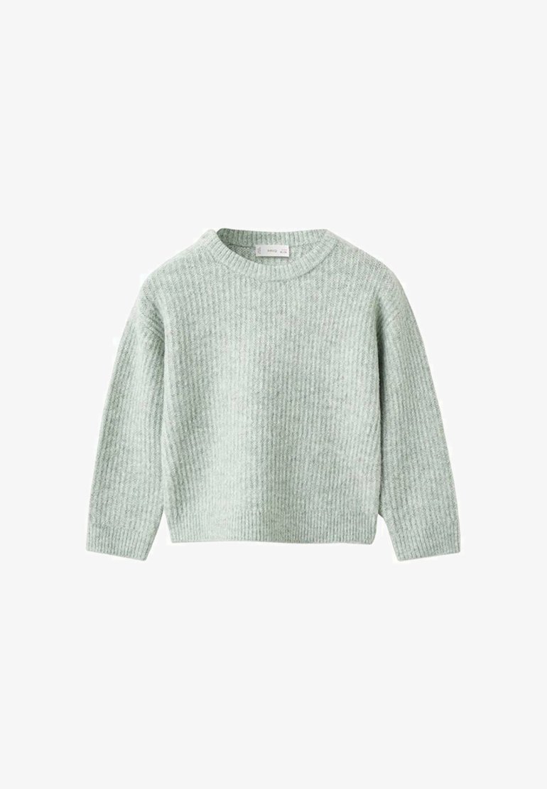 Světle zelený žebrovaný pletený svetr s kulatým výstřihem a dlouhými rukávy. Vyrobený z měkkého materiálu, s jednoduchým designem a mírně uvolněným střihem.