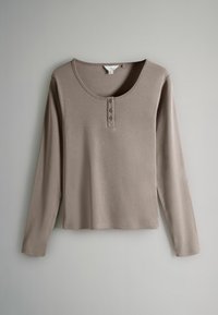 THE SET REGULAR FIT - HENLEY LONG SLEEVE 2 PACK SET - Komplet pižame - light grey taupe brown