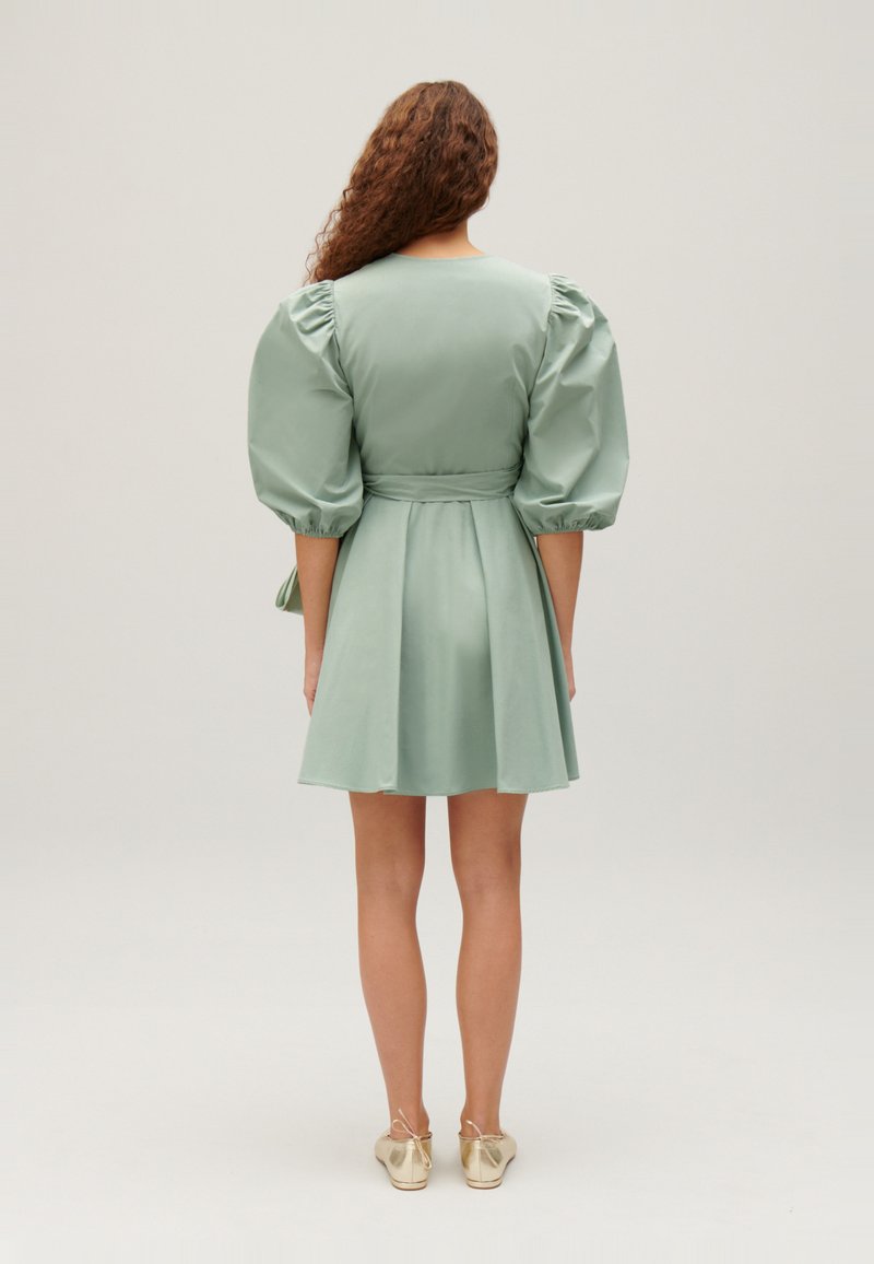 claudie pierlot green dress Claudie Pierlot Dress Mini Belted Green Velvet Velour Size 34
