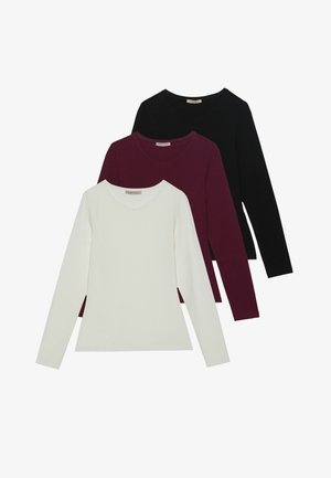 3 PACK - Longsleeve - black/bordeaux/white