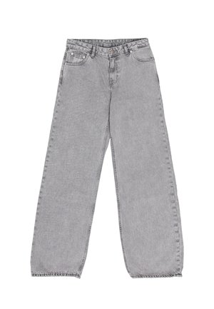 Grijze wijde jeans van denim, met een klassieke vijf-pocketontwerp en een hoge taille, met subtiele vervaging en stikseldetails.
