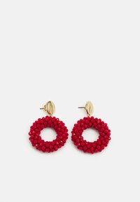 Earrings - gold-coloured/red