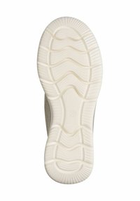 Semelle d'une chaussure de couleur claire avec des motifs de relief ondulés et rainurés, et le numéro 37 embossé au centre.