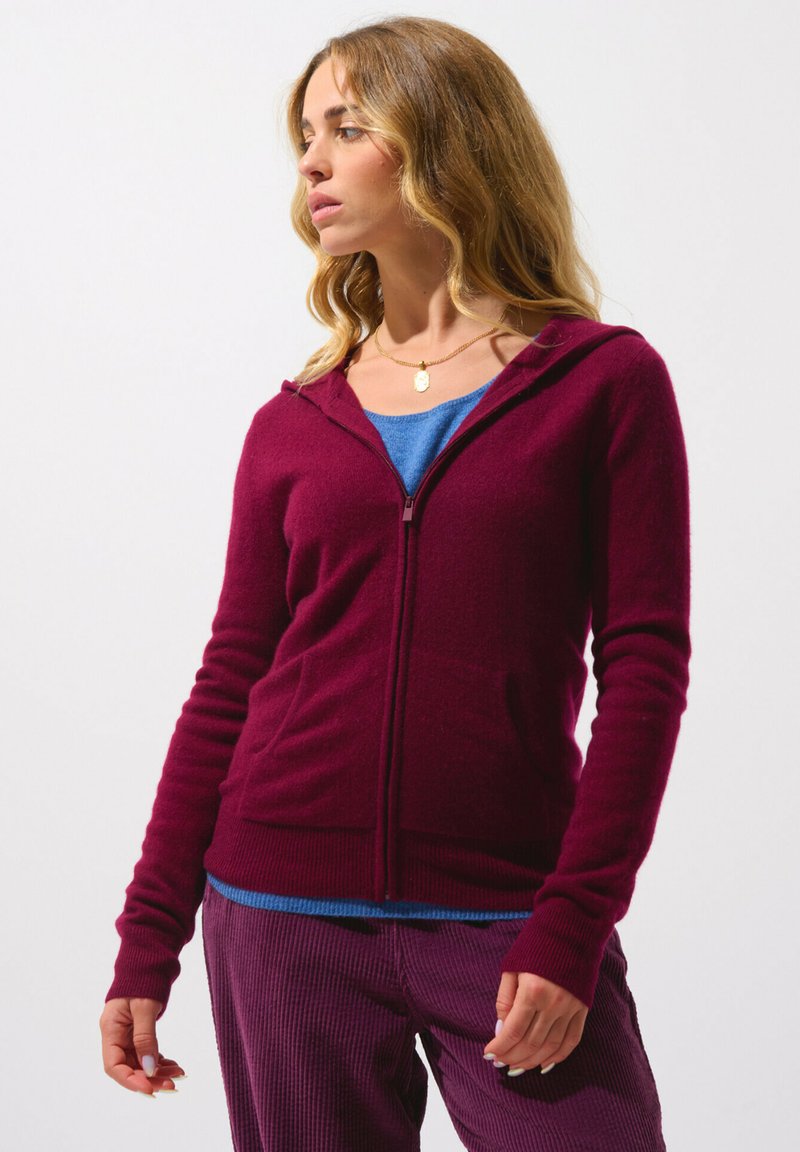 Authentic Cashmere COLOMBIS FULL ZIP WITH HOOD - Kofta - burgundy
