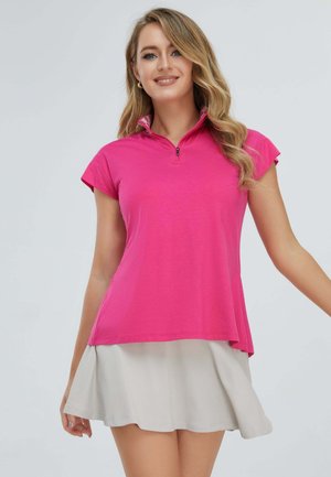 CHECKERED HALF-ZIPPED  - T-shirt basic - pink