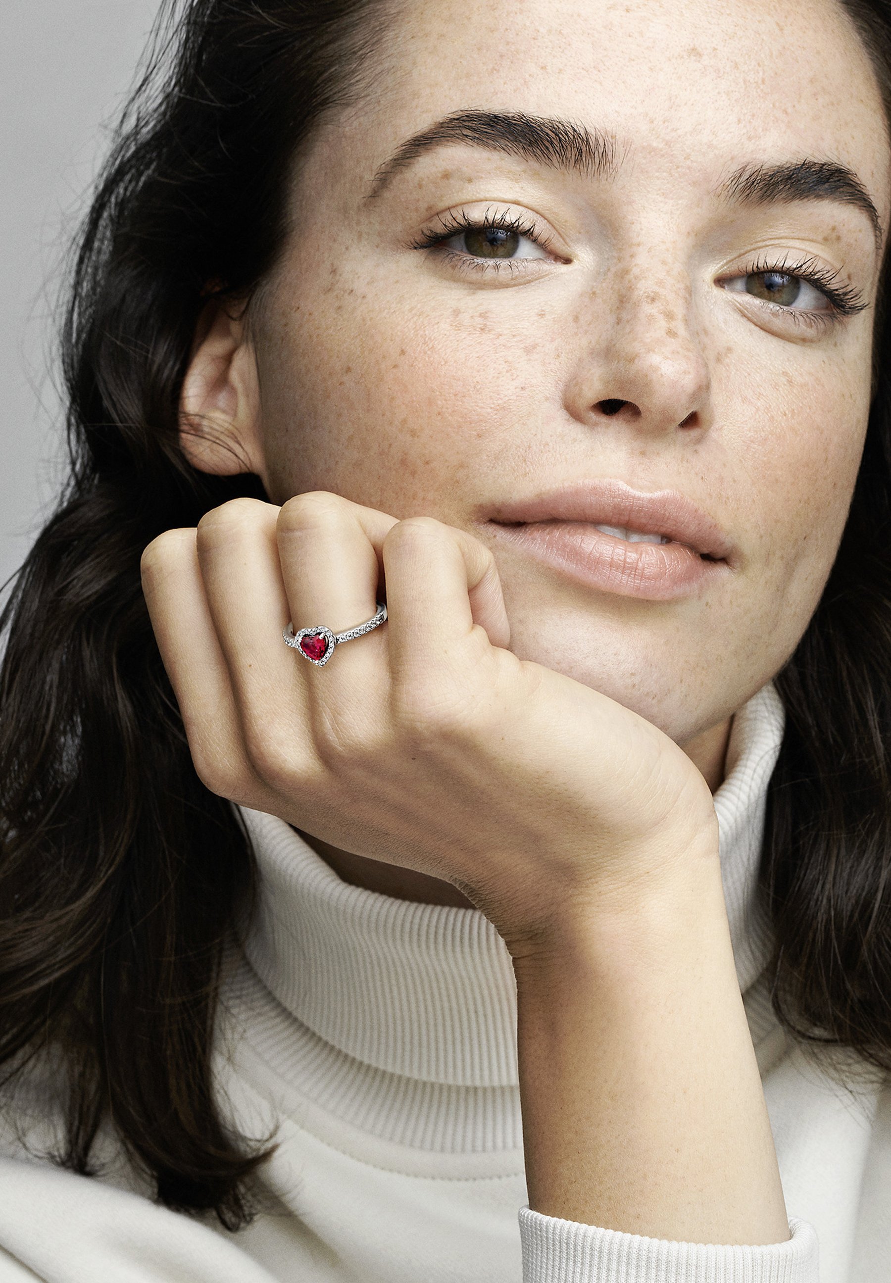Pandora SPARKLING ELEVATED HEART - Ring - red - Zalando