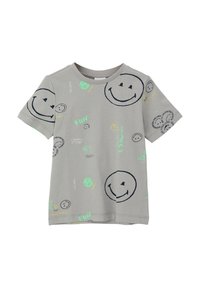 s.Oliver MIT ALL-OVER-SMILEY - Triko s potiskem - taubengrau