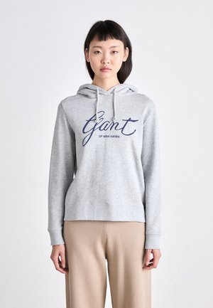 GANT SCRIPT HOODIE - Sweatshirt - light grey melange
