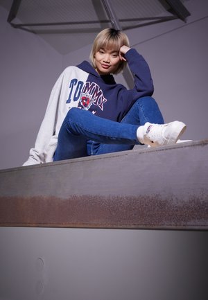 COLLEGE SPLICING HOOD - Sweatshirt - twilight navy