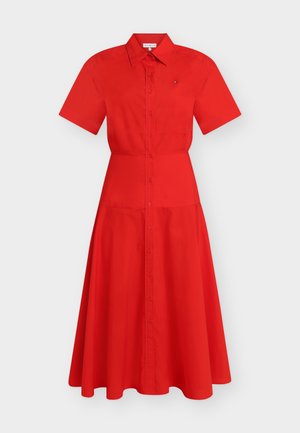 Tommy Hilfiger, POPLIN FLARE MIDI SHRT DRESS - Abito a camicia - fire red