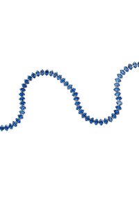 Collana in cristallo blu con una serie di pietre a taglio marquise e rotondo alternate, caratterizzata da una finitura scintillante e un design flessibile.