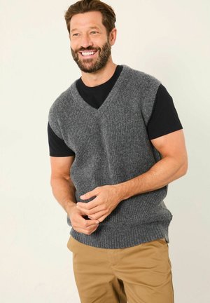 REGULAR FIT - V NECK - Strickpullover - charcoal grey