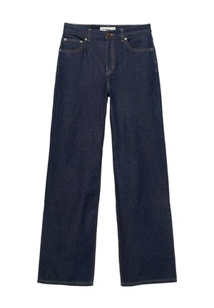 PULL&BEAR, HIGH-WAIST STRAIGHT-LEG JEANS - Relaxed fit jeans - dark blue