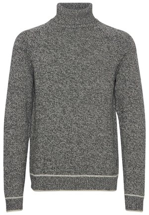 Gestrickter Rollkragenpullover in Grau mit einem strukturierten Muster. Verfügt über einen hohen Kragen sowie einen gerippten Saum und Ärmelbündchen, die für eine gemütliche Passform sorgen.