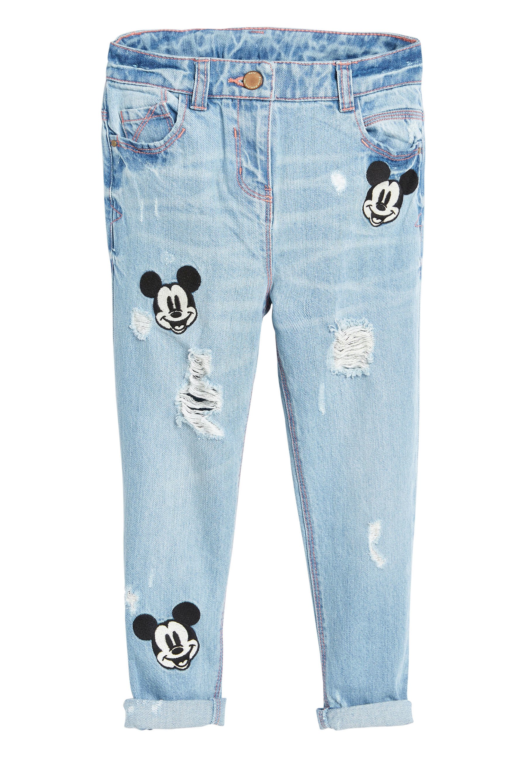 mickey mouse patch jeans