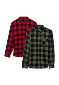 Terranova PACK 2 A QUADRI - Camicia - 1x Rosso, 1x Salvia