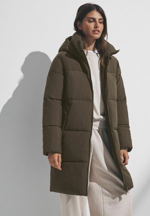 REGULAR FIT - HOODED LONGLINE PADDED  - Wintermantel - dark khaki