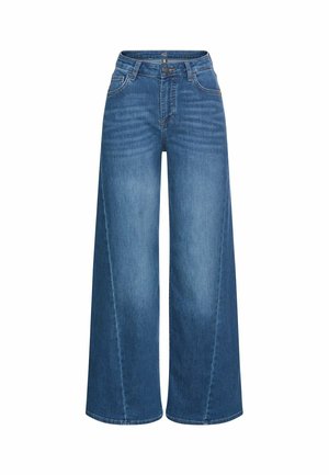 camel active, 5-POCKET JEANS MIT WEITEM BEIN - Wide Leg - mid blue used