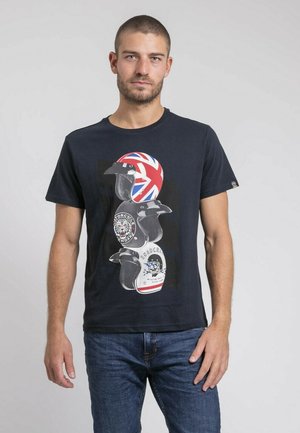 Ritchie Jeans COL ROND PUR COTON JOAKIM - T-shirt imprimé - bleu marine