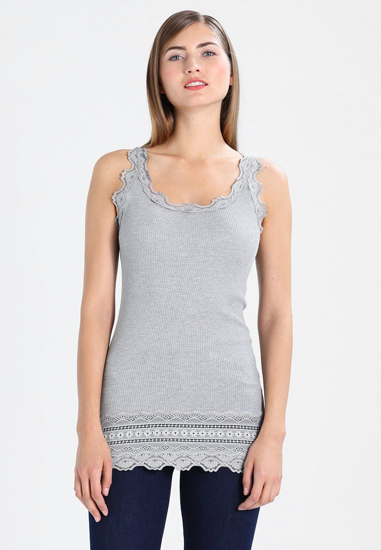 Rosemunde MEDIUM WIDE Topper light grey melange Zalando.no Light brown Silk Top Regular Topper Rosemunde Singlet - Dameklær er billig