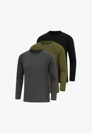 PACK OF 3 - T-shirt à manches longues - olive/black/graphite