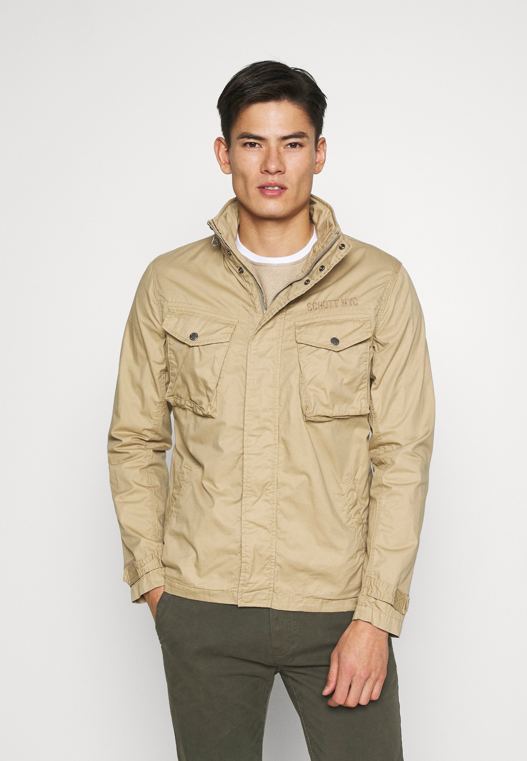 Schott Lett jakke beige Zalando.no Schott ADAMS - Lett jakke - khaki