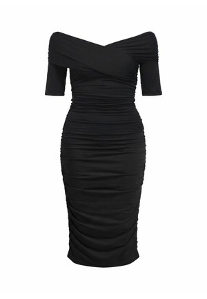 Object, DRESS OFF-SHOULDER RUCHED - Etuikjole - black