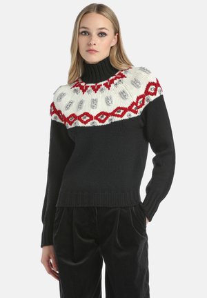 MARCIATORE - Pullover - nero-rosso-panna