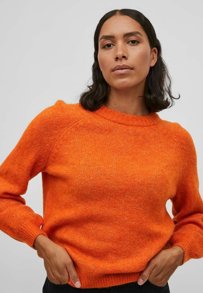Vila RUNDHALS - Jumper - burnt orange 