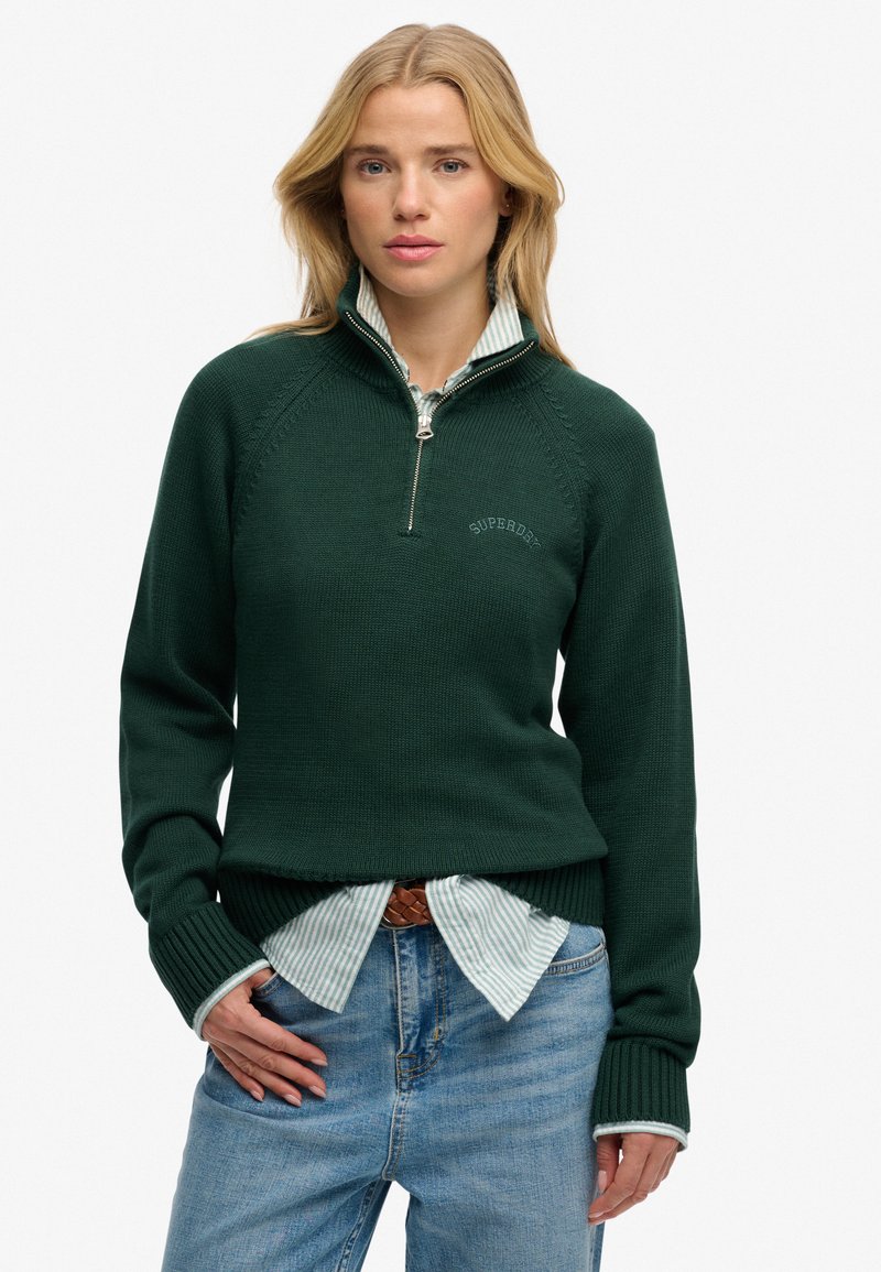 Superdry & Co ESSENTIAL HALF ZIP  - Strickpullover - enamel green