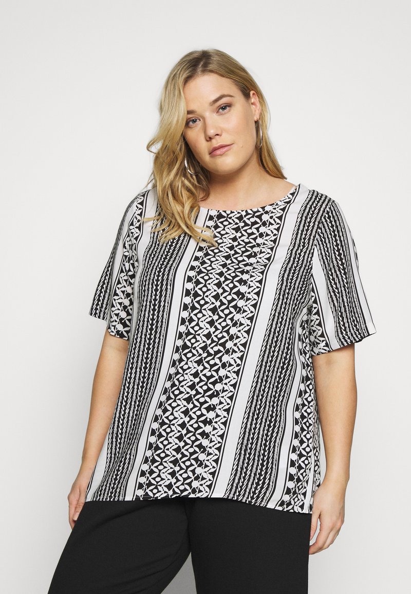 ONLY Carmakoma CARMARRAKESH - Blusa - black/cloud dancer